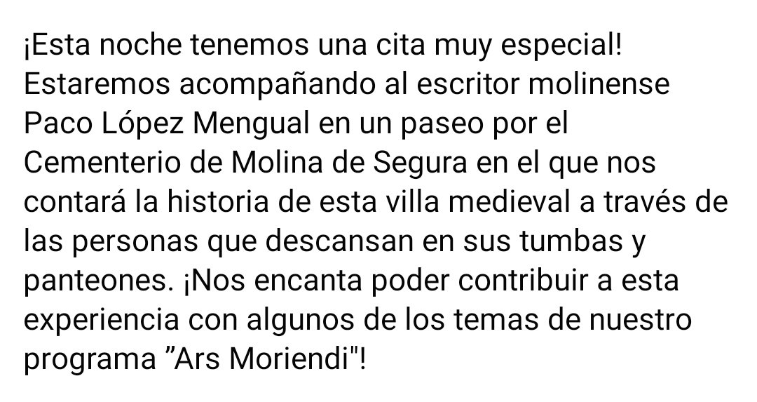VermellEnsemble's tweet photo. Esta noche, música medieval en el cementerio de Molina de Segura.

#Vermell #VermellEnsemble #EnsembleVermell #ArsMoriendi #MolinaDeSegura https://t.co/6NpVmdzdqz