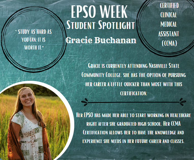 DCS_CTE's tweet image. CTE has a multitude of EPSOs available for all students. These are a few graduates that have various certifications, including CCMA and CNA. Here is some advice and ways their chosen EPSO has/ will help them. Congrats and keep working hard ladies!
#EPSOWeek2022