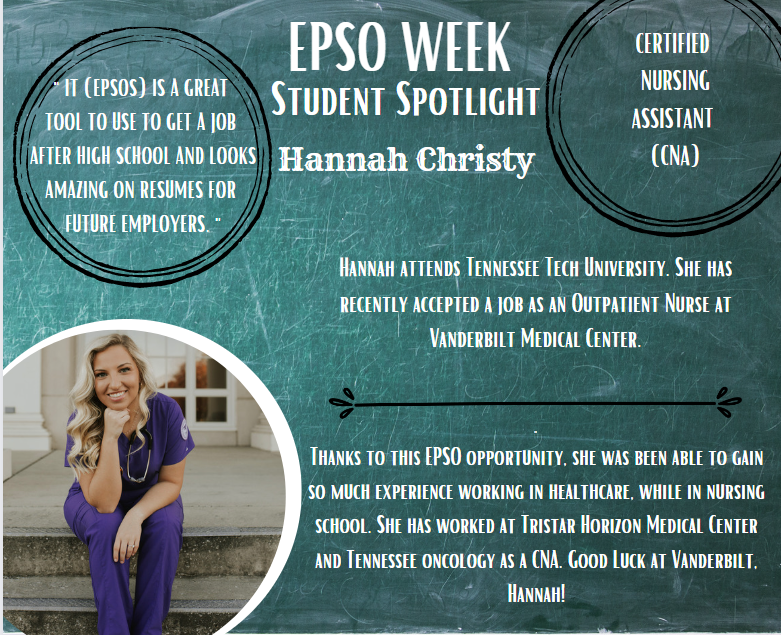 DCS_CTE's tweet image. CTE has a multitude of EPSOs available for all students. These are a few graduates that have various certifications, including CCMA and CNA. Here is some advice and ways their chosen EPSO has/ will help them. Congrats and keep working hard ladies!
#EPSOWeek2022