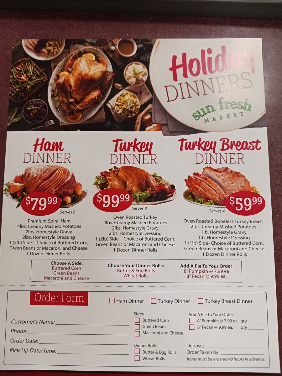 NewMarkSunFresh's tweet photo. Stop on in and let us do the cooking for you this holiday season! Fill out your order form today! #holiday #season #holidaydinner #dinner https://t.co/tpJdstSneH