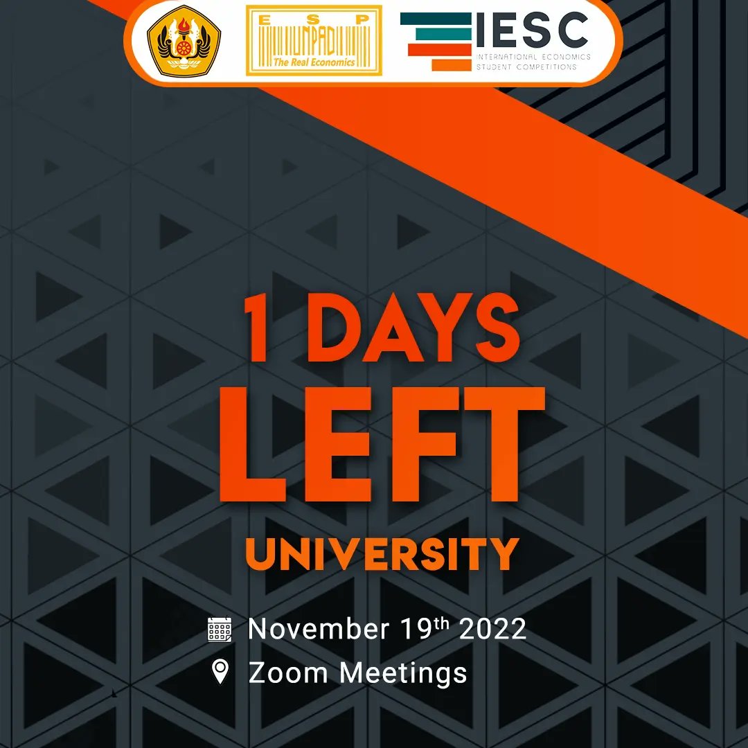 iescunpad's tweet photo. [DAY-1 TO IEC 2022] 

Greetings, participants! 

It’s only 1 days left until The International Economics Competition Undergraduates Student  2022. IEC 2022 will begin on Saturday, November 19th 2022. Be ready and prepared! May the best last till end. https://t.co/CKJMQI0pSI