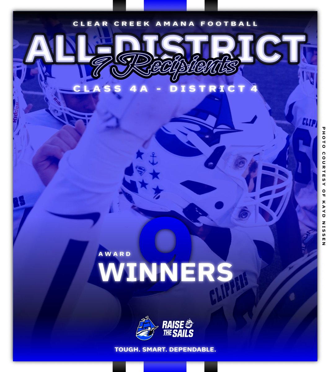 We are excited to announce our 9️⃣ All-District recipients (Class 4A - District 4)!

🏈 𝙃𝙄𝙂𝙃𝙇𝙄𝙂𝙃𝙏𝙎
≫ 5️⃣ All-District 1st Team Members
≫ 4️⃣ Honorable Mention

(view thread to see each honoree)

🔵🏈⚪️

#TSD // #RaiseTheSails