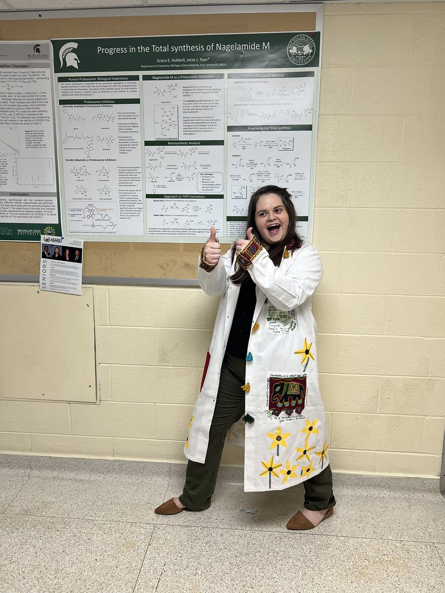 Tepe_Lab's tweet photo. Congratulations to the latest Dr. in town. We are proud of your accomplishments @GraceHubbell2 and we will miss you. Good luck in your next career. #PhD #chemistry @MSUChem https://t.co/3oX8g8eZq0