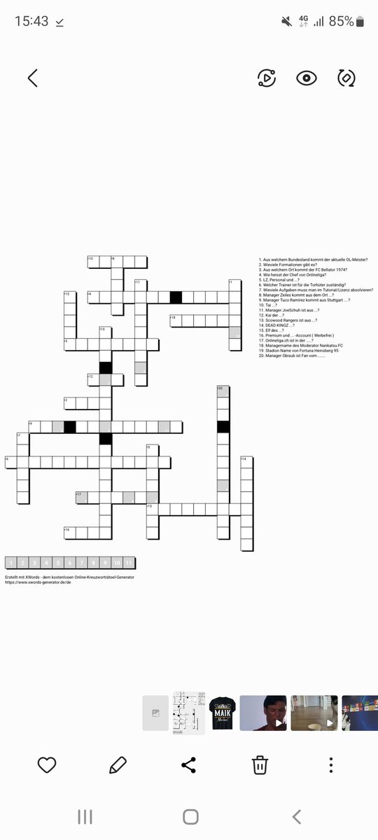 ONLINELIGA-KREUZWORTRÄTSEL

Lösungswort mir schicken per PM. Einsendeschluss: 5. Dezember 2022

Aus allen richtigen eingesendeten Lösungswörter wird 1 Gewinner gezogen! 
Preis: 1 Jahr PLUS

Hier über den Link oder als Grafik.

xwords-generator.de/de/solve/fc4hs 
#Onlineliga
