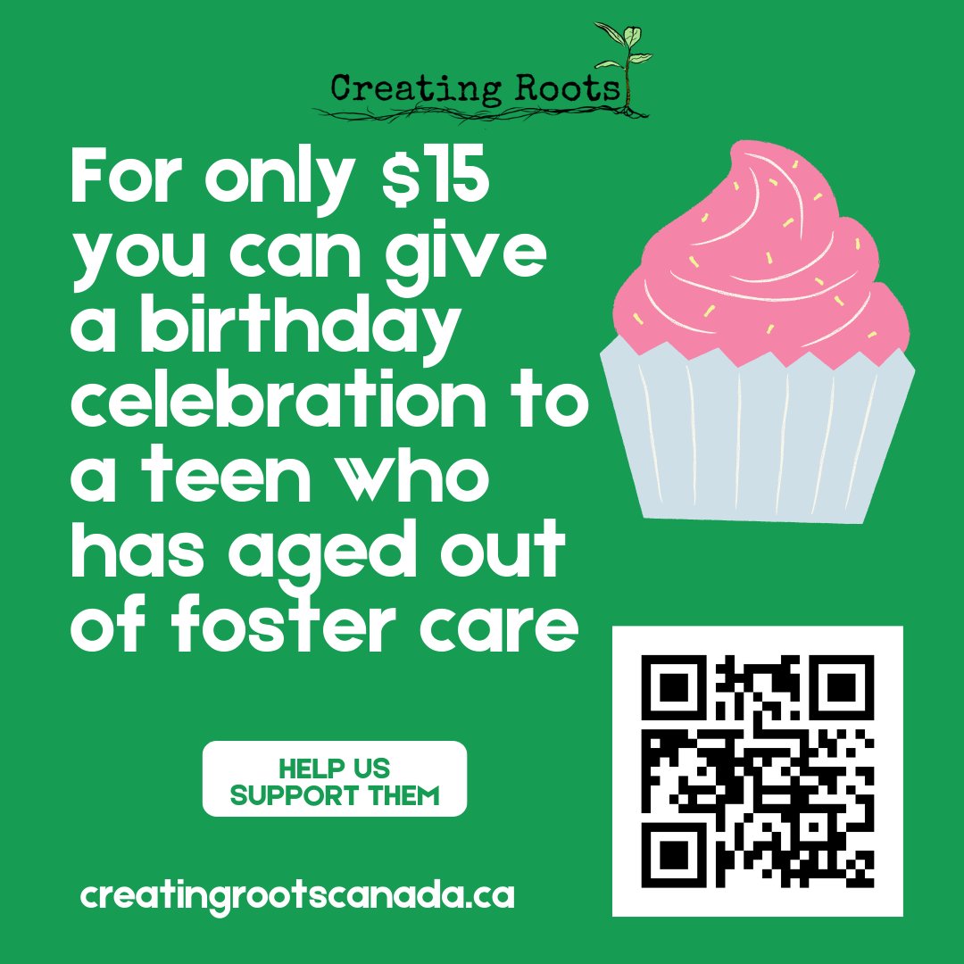 You can help a young person feel worthy and not alone by being a part of our community and helping with as little as $15 for a birthday celebration!
fundrazr.com/CreatingRoots?…

#fosteryouth #agingout #fosteryouthtransition #fostercare #fosteryouthmatter