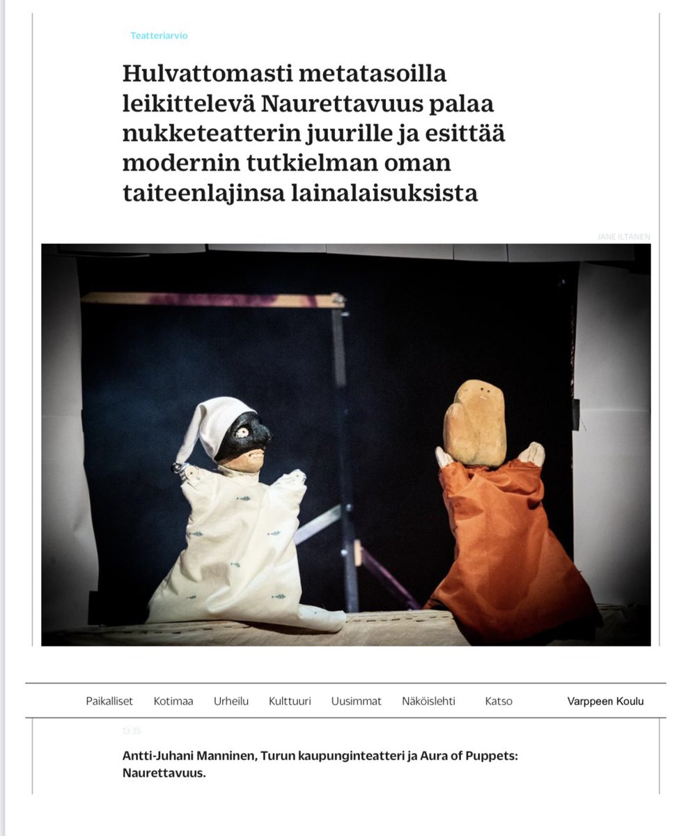 Marraskuun viimeiset esitykset nyt! Naurettavuus Turun kaupunginteatterissa tänään perjantaina ja huomenna lauantaina klo 19. Tervetuloa!

tkteatteri.fi/ohjelmisto/esi…