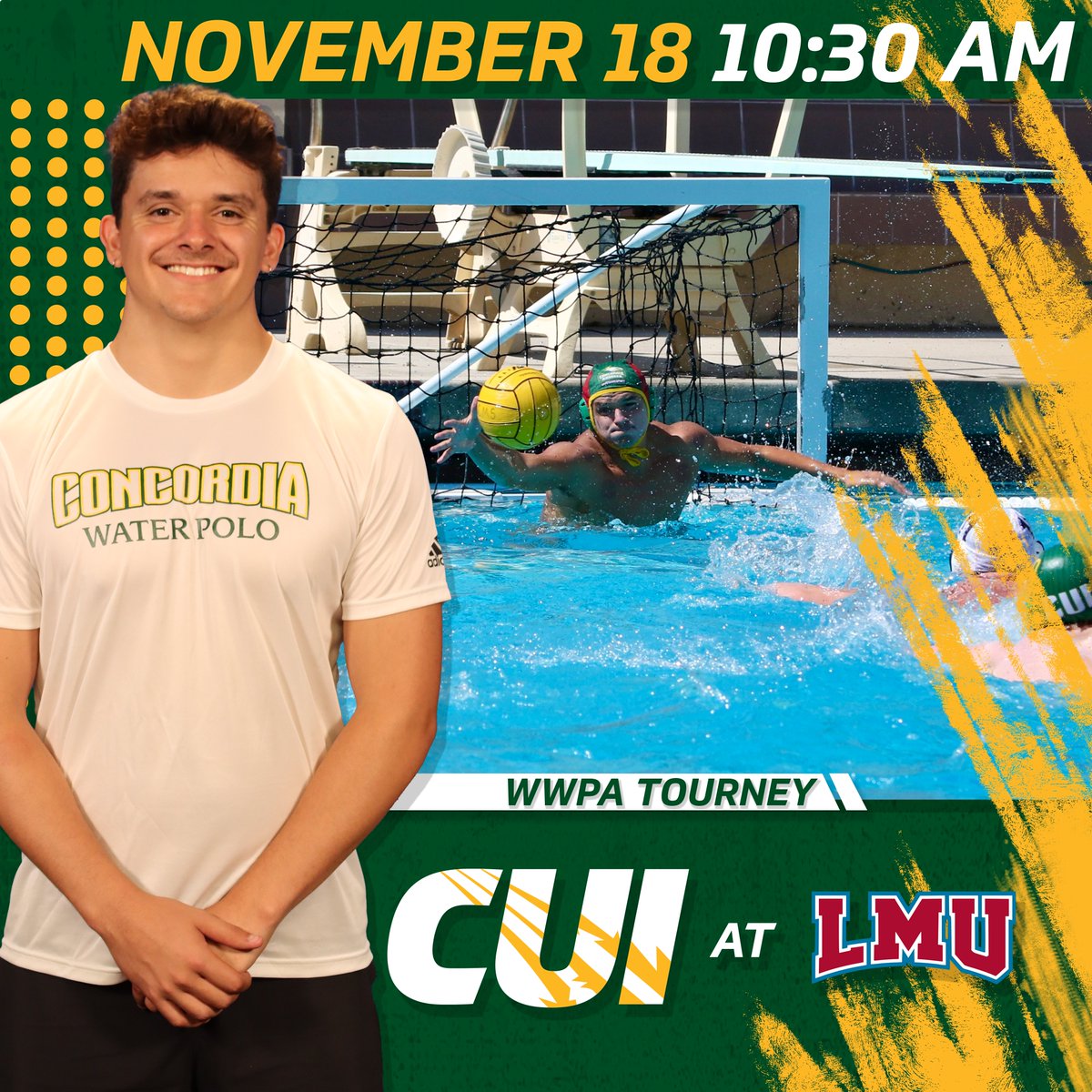 Our <a href="/cuimwp/">CUI Men's Water Polo</a> squad lines up with the LMU Lions in the first round of <a href="/TheWWPA/">Western Water Polo Association</a> Championships!

🆚: at <a href="/lmulions/">LMU Athletics</a> 
📊: bit.ly/3tpbgKz 
📺: bit.ly/3UUDAjs 
🎟️: bit.ly/3V4eM9v
