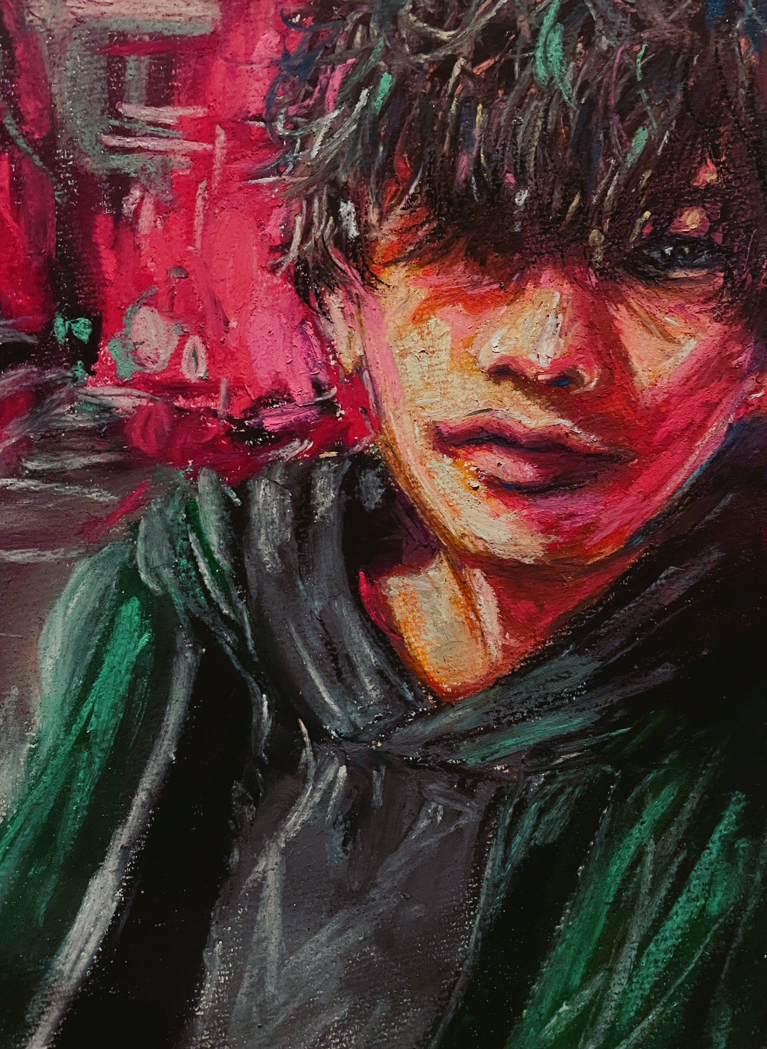 新作からSALEアイテム等お得な商品満載】 パステル画「涼風」91cm