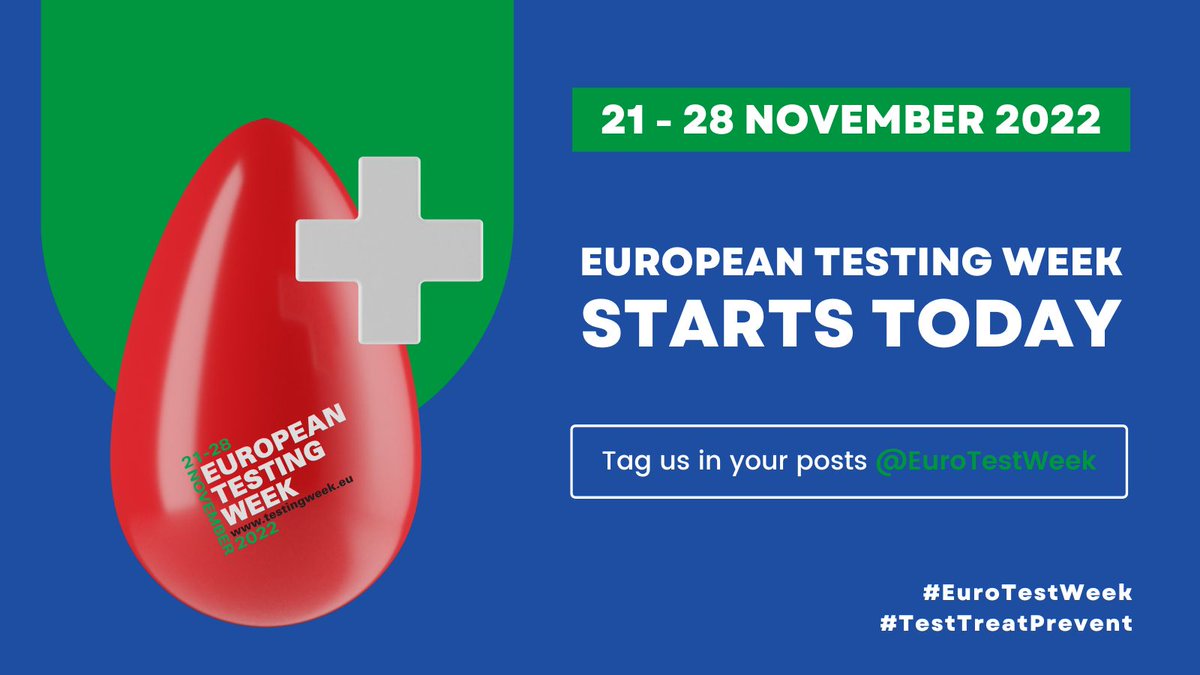 #EuroTestWeek starts today! 

We wish you all the best in carrying out your activities this week!

Remember to tag as in your posts and use our hashtags #EuroTestWeek and #TestTreatPrevent