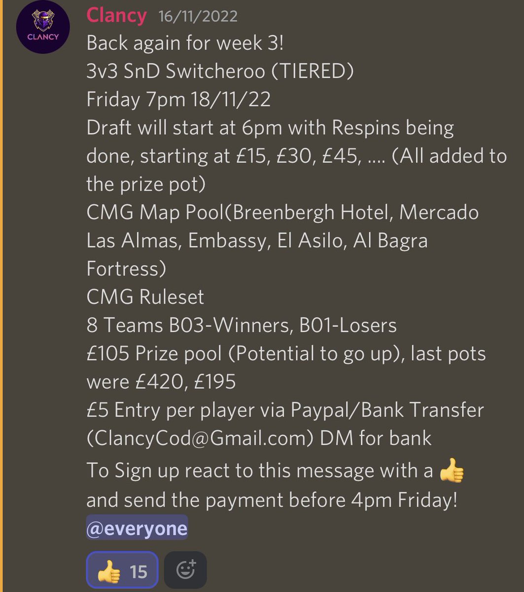 9 Spots left for tonight, will leave entry’s running until 5pm and then decide whether to call it off. If it is then refunds will be issued 
RTs appreciated