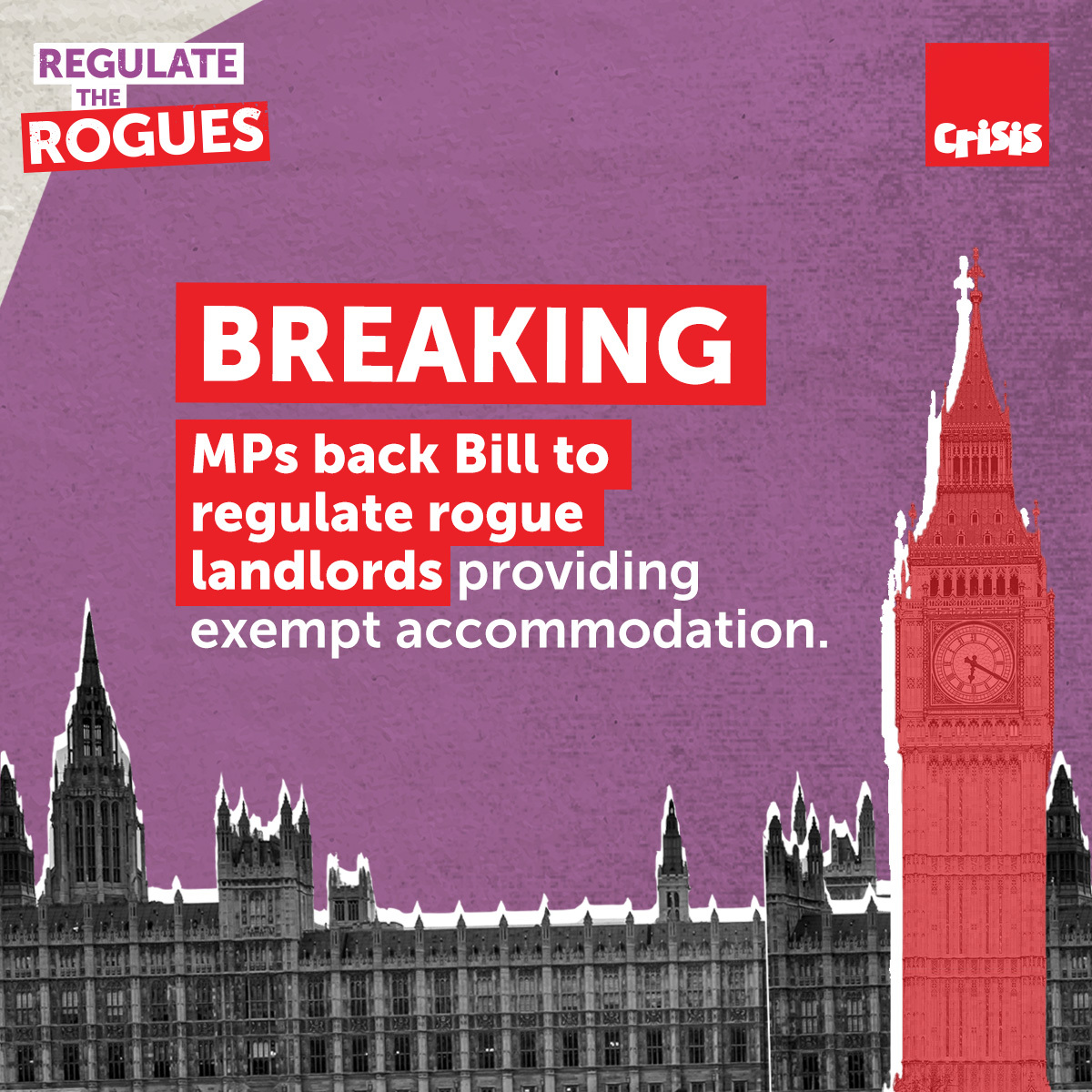 YOU DID IT!! 
🚨BREAKING - MPs have backed @BobBlackman's Bill to stop rogue landlords exploiting people in exempt accommodation. 
There’s still a way to go before it becomes law, but this is a big success! Thanks to everyone who has been part of the campaign!❤️#RegulateTheRogues