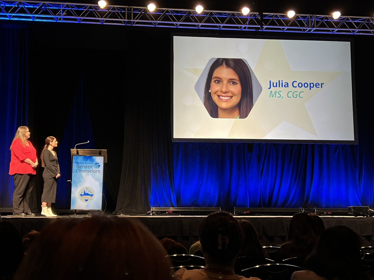 Amber Aeilts (@amberaeilts) on Twitter photo Proud of <a href="/JuCooCGC/">Julia Cooper, MS, CGC 🩸🧬</a> for receiving the #NSGC2022 New Leader award this morning! Proud of <a href="/JuCooCGC/">Julia Cooper, MS, CGC 🩸🧬</a> for receiving the #NSGC2022 New Leader award this morning!