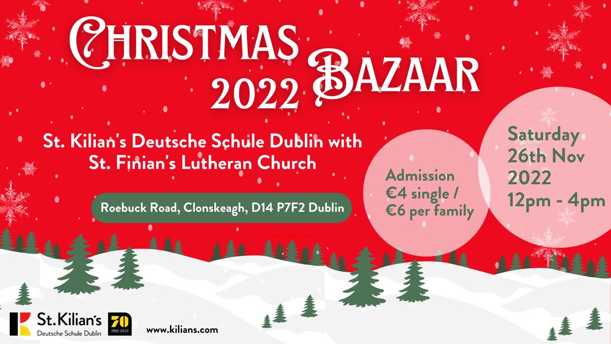 test Twitter Media - All welcome to join us for some #Glühwein, #Bratwurst and fun at our traditional #Christmas Bazaar on Saturday 26th November from 12 – 4pm, Roebuck Road, Clonskeagh. #Christmasmarket #Christmas2022 #Weihnachtsmarkt https://t.co/KLUiUQCDL4 https://t.co/ACVkmgK5iy