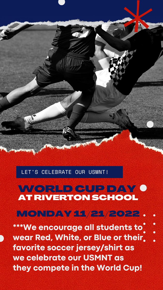 Riverton School (@riverton_school) on Twitter photo Have you heard? Monday will be a day to celebrate our <a href="/USMNT/">U.S. Soccer Men's National Team</a> as they kick off their world cup schedule! Have you heard? Monday will be a day to celebrate our <a href="/USMNT/">U.S. Soccer Men's National Team</a> as they kick off their world cup schedule!