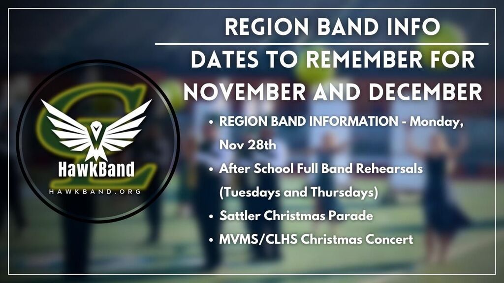 CLHawkBand's tweet photo. Hey Band!  Some dates to remember and your Region Band Audition details.  Yay BAND!!!
https://t.co/ovcsvjc6NS
@DrChapmanCISD @MandyEpley @CLHSPrincipal @ChadBentley18 @GaryCooper1971 @comalfinearts @MVHAWKBAND @CISDNEWS  #ComalFineArts #keeprising https://t.co/tQo76Ay0F9 https://t.co/ODZTBpaJVS