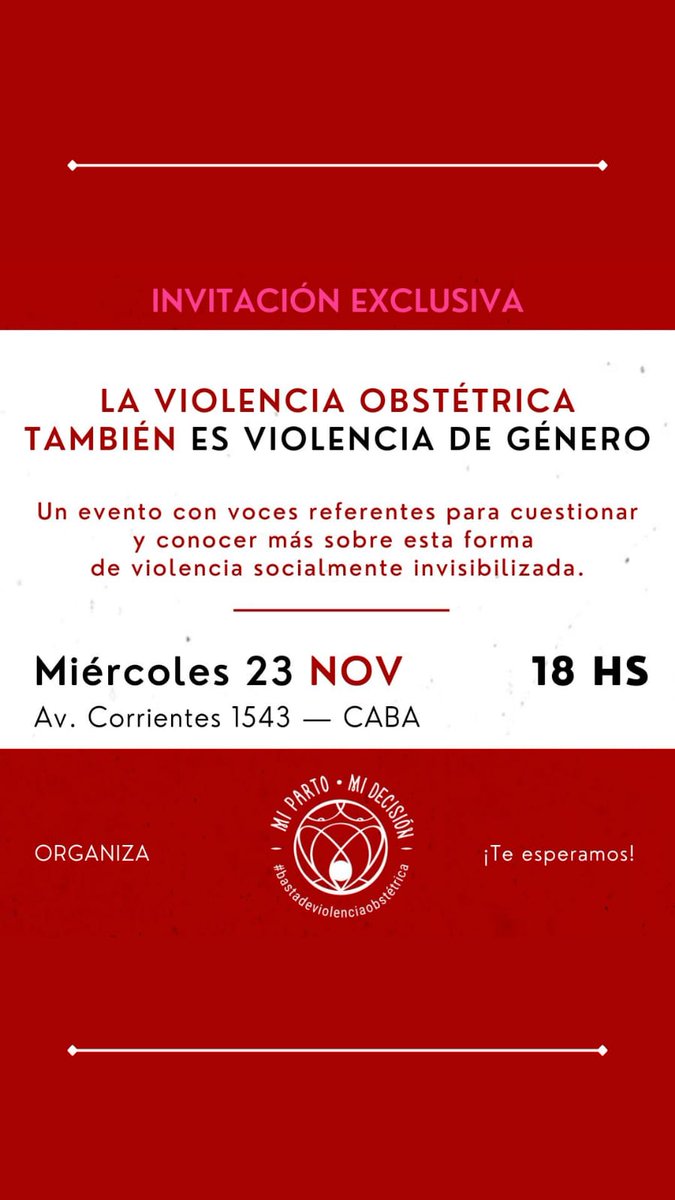 MPMD_arg's tweet photo. Te invitamos a este evento que estamos organizando.
Mesas con expertos y referentes. 
Mucha info y un espacio de construcción colectiva 
Te esperamos para decir #bastadeviolenciaobstetrica 

Evento gratuito con inscripción previa! 
Te dejamos el link:
https://t.co/CmT7a8R0cI https://t.co/lxfT6azJYO