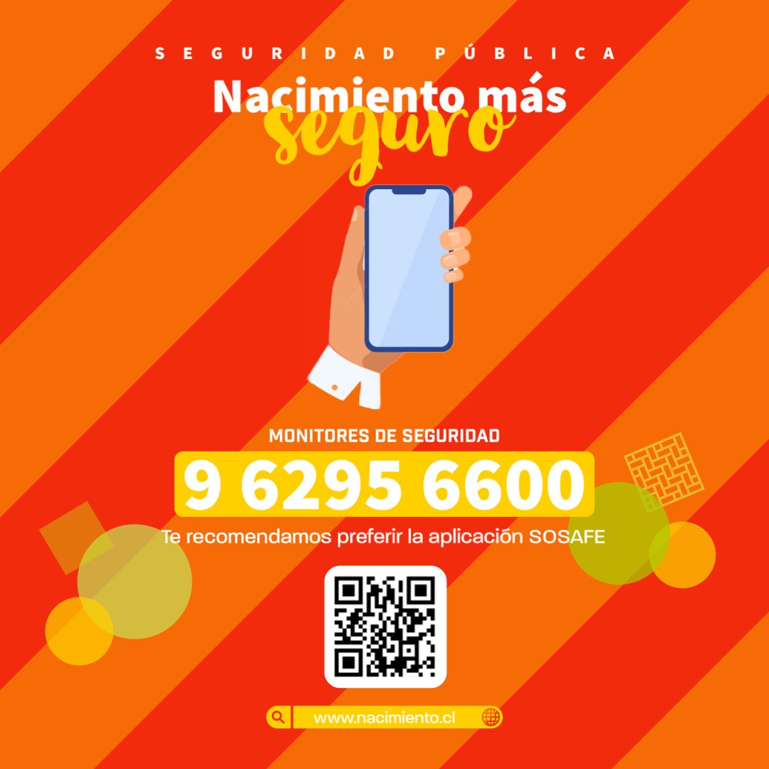 Ya está funcionando el nuevo servicio de seguridad en nuestra comuna 🚨⚠️

Te dejamos el número de celular de nuestros monitores de seguridad, aunque te recomendamos realizar tus denuncias a través de la aplicación SOSAFE 👋

#MuniNacimiento #SOSAFE #SeguridadPublica #Seguridad