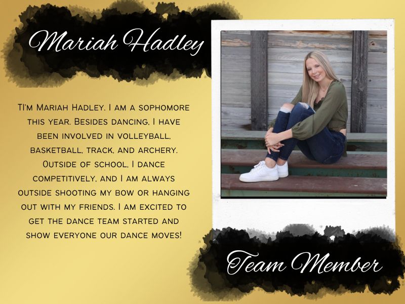 The third member of meet the team: Mariah!