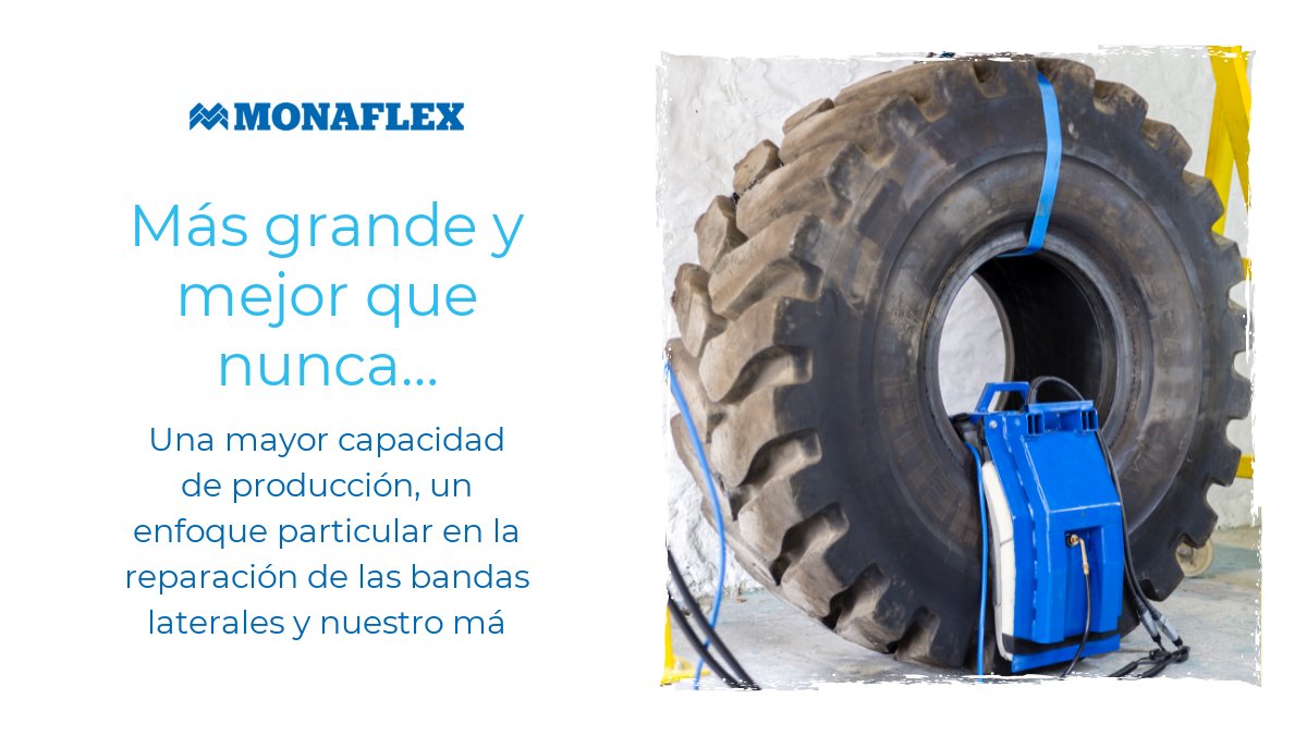 MonaflexUK's tweet photo. Más grande y mejor que nunca…

Una mayor capacidad de producción, un enfoque particular en la reparación de las bandas laterales y nuestro más vendido sistema OTR a la medida.

 https://t.co/dcgf28BpzC

#Monaflex #ReparaciónDeLasBandasLaterales 
#ReparaciónDeNeumáticos https://t.co/7Hbpn1dOME