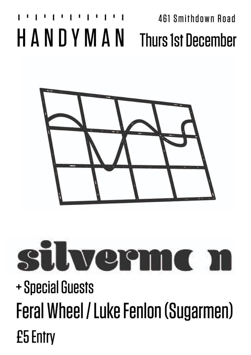 FeralWheel (@feralwheel) on Twitter photo We’ll be joining <a href="/Silvermoon_UK/">Silvermoon</a> and Luke Fenlon at <a href="/handymanSmarket/">HANDYMAN SUPERMARKET</a> on Thurs 1 Dec.
Be seeing you👌
Tickets Tickets: £5 adv/£8 on the door
skiddle.com/whats-on/Liver… We’ll be joining <a href="/Silvermoon_UK/">Silvermoon</a> and Luke Fenlon at <a href="/handymanSmarket/">HANDYMAN SUPERMARKET</a> on Thurs 1 Dec.
Be seeing you👌
Tickets Tickets: £5 adv/£8 on the door
skiddle.com/whats-on/Liver…