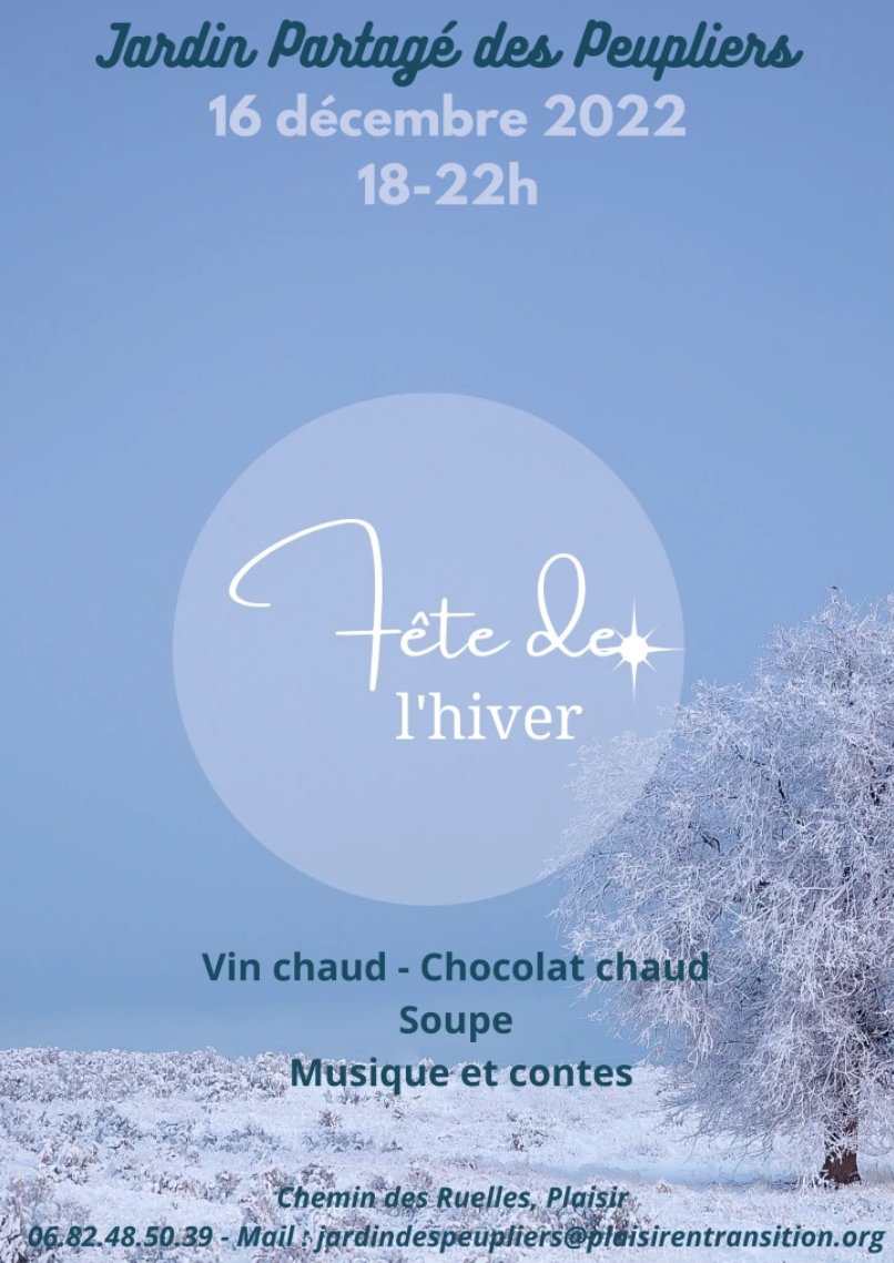 Transitionneur's tweet photo. Fêtons l'Hiver au jardin !

RDV le vendredi 16 décembre de 18h à 22h au Jardin Potager des Peupliers.

https://t.co/jsXhuMwWbk

#jardinpartage #jardinpotager #yvelines https://t.co/SWOo9SBLeC