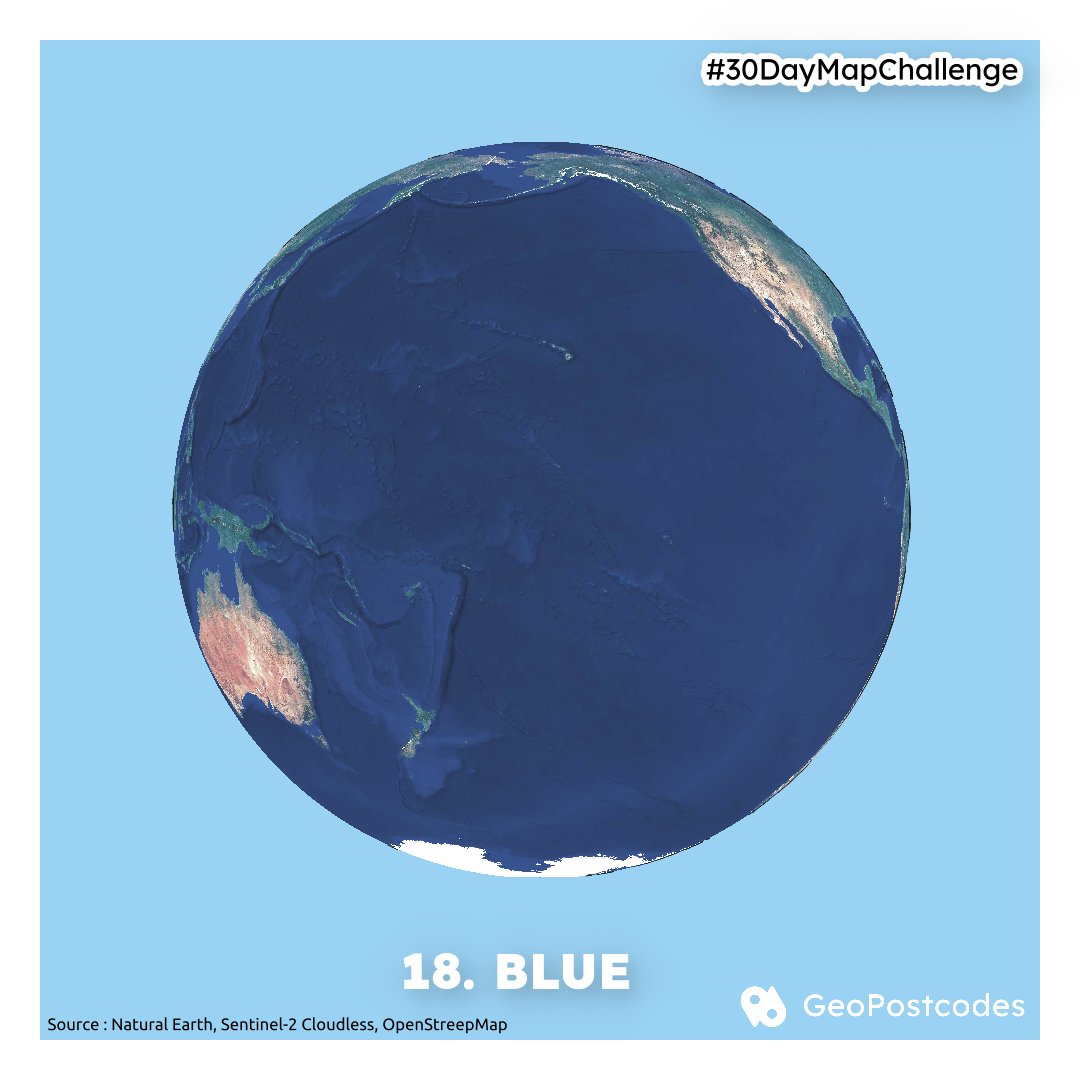 GeoPostcodes's tweet image. The bluest part of the earth - the Pacific ocean - using images from #Sentinel2 for the #30DayMapChallenge by @JLecache
#gisweek