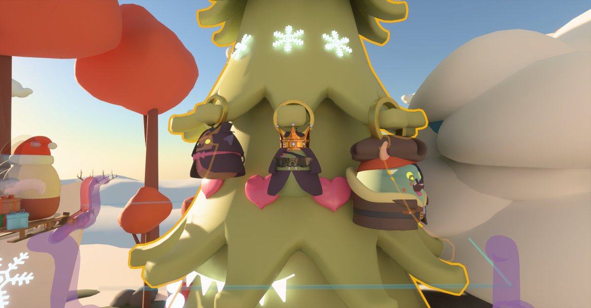 🎶Rocking around the Christmas Tree
at the Christmas party hop 
Our players made themselves into ornaments
It's a bit weird but we love it🎶