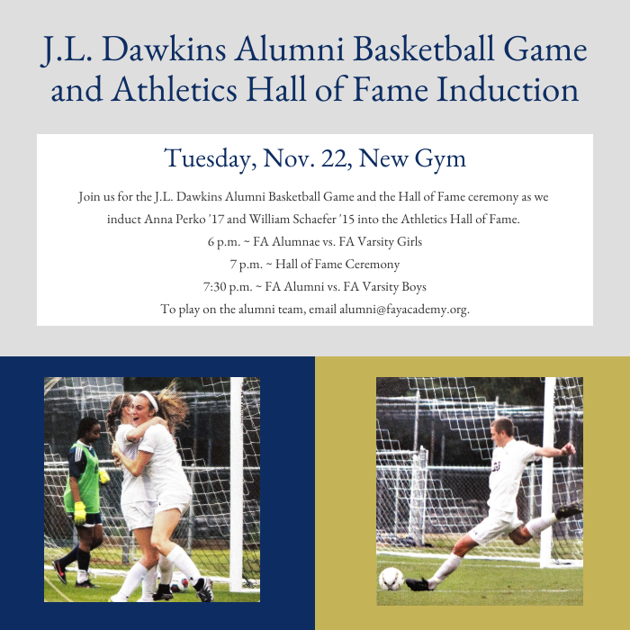 Join us for the J.L. Dawkins Alumni Basketball Game and Athletics Hall of Fame Induction. #MYFA #soaringtogether #soaringforever #FAathletics #FAalumni #fayettevilleacademy #fayettevillenc