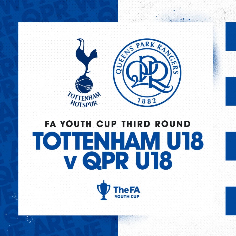 QPR's tweet photo. 👀 A London derby awaits.

Our 𝗨𝗻𝗱𝗲𝗿-𝟭𝟴𝘀 have been drawn away to Tottenham Hotspur in the FA Youth Cup 🏆

#QPR | #QPRU18