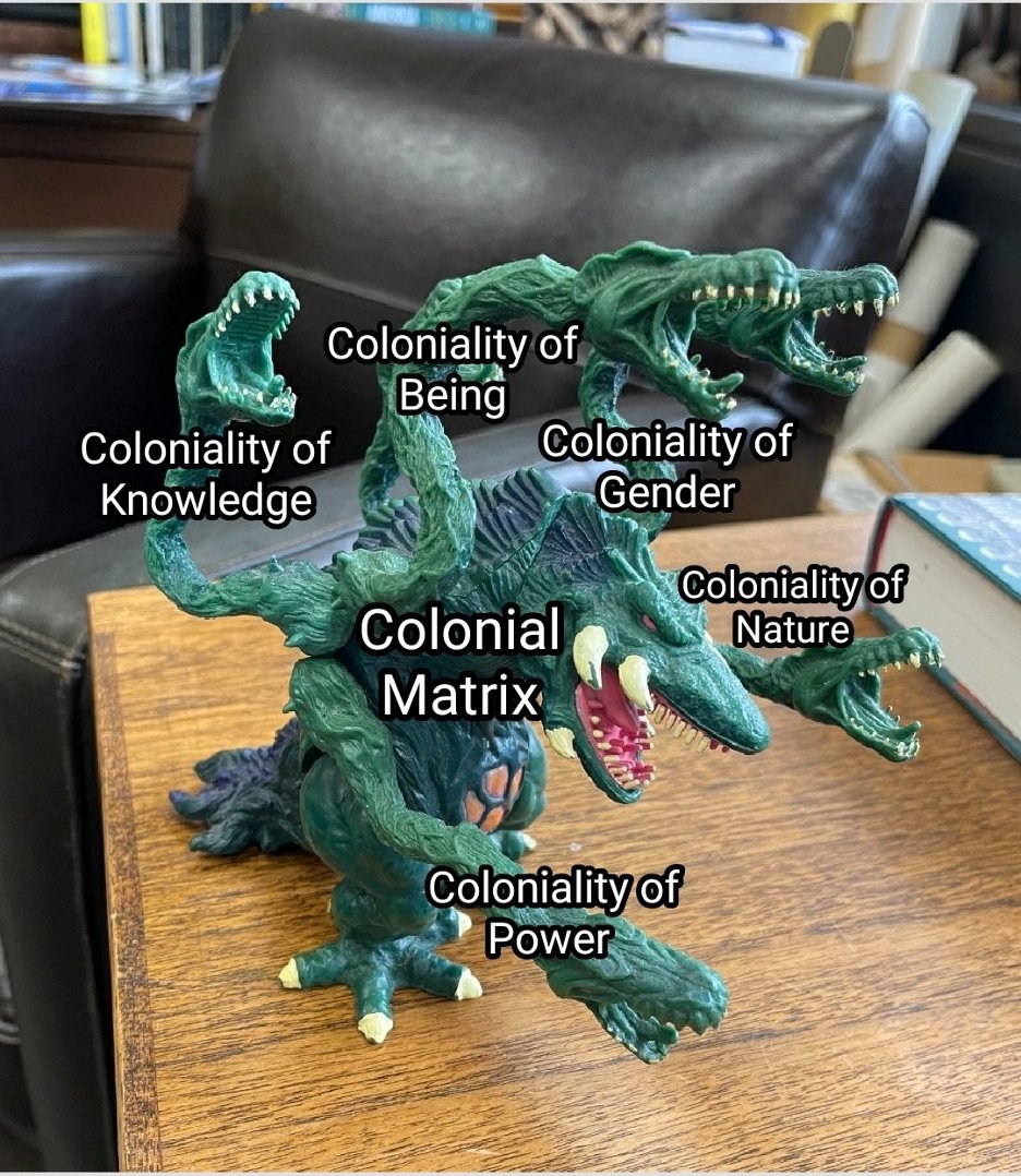 Decolonization/decoloniality is about the liberation of all spheres of social existence (labor, land, nature, sex/gender/sexuality, authority/governance, subjectivity/being/knowledge). 24/