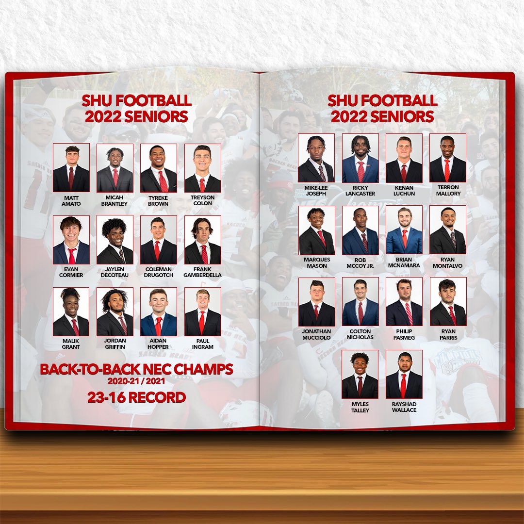 Thank you to these outstanding men for your hard work, dedication and for carrying on the SHU FB tradition. Good luck tomorrow as you pass on your legacy to future Pioneers. #SHUFBFamily