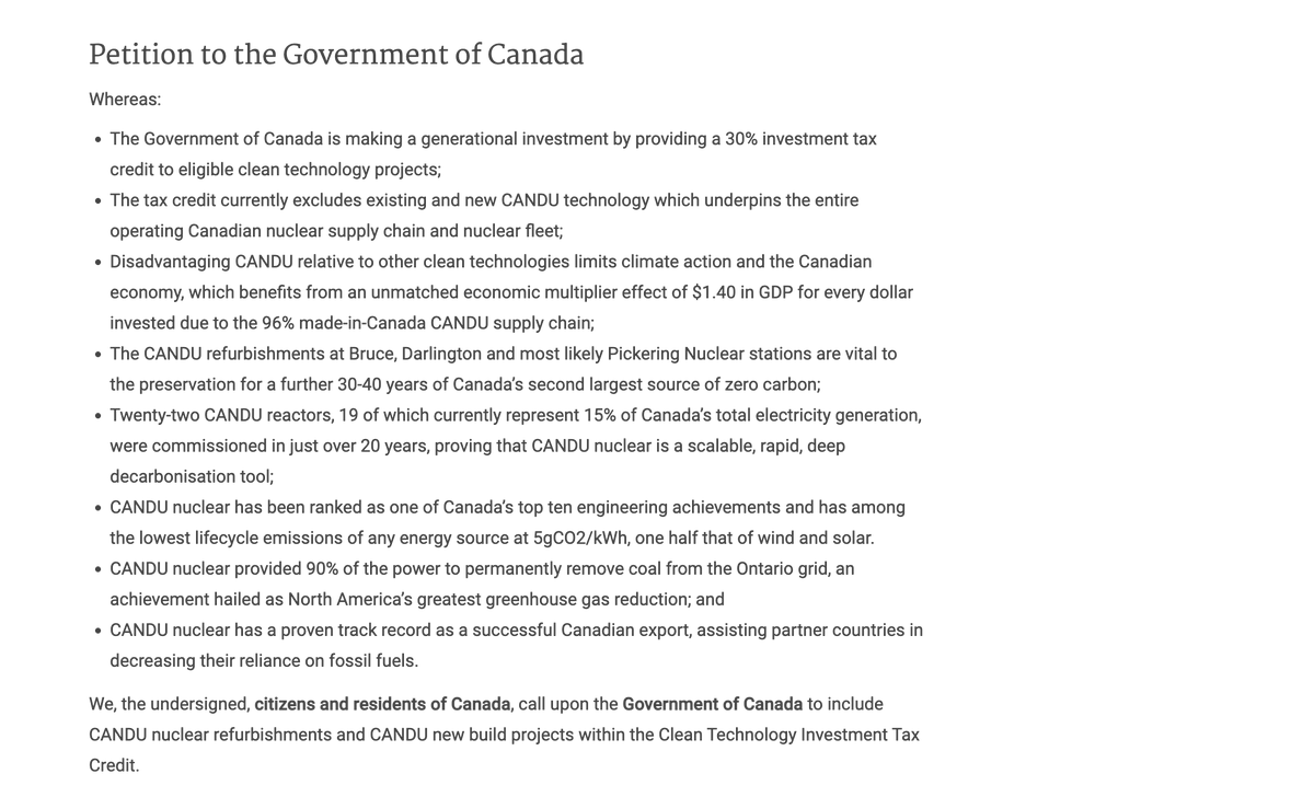 Dr_Keefer's tweet photo. PLEASE SIGN OUR PETITION!
The entire existing nuclear supply chain and #CANDU fleet are being left out of a vital clean energy incentive called the Clean Technology Investment Tax Credit.
https://t.co/CmJKVYPoyp https://t.co/zXBoSRp8mX