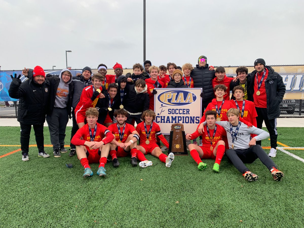 MoravianAcademy's tweet photo. CONGRATULATIONS to the boys' soccer team: the 2022 PIAA state champions!!! 🏆 Players and coaches worked incredibly hard this season for this well-deserved victory! #GoLions! 🦁

#MoravianAcademy https://t.co/kPJG5zZsUM