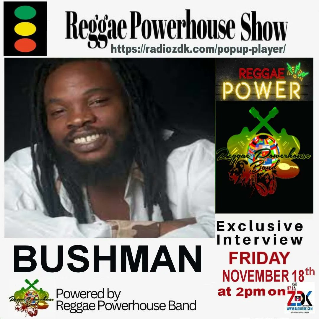 Friday November 18th log in Radio ZDK for the Reggae Powerhouse Show where BUSHMAN will be making a guest appearance. Log in at 2pm Antigua/1pm JA &amp; EST/ 6pm GMT
buff.ly/3UxPCj7