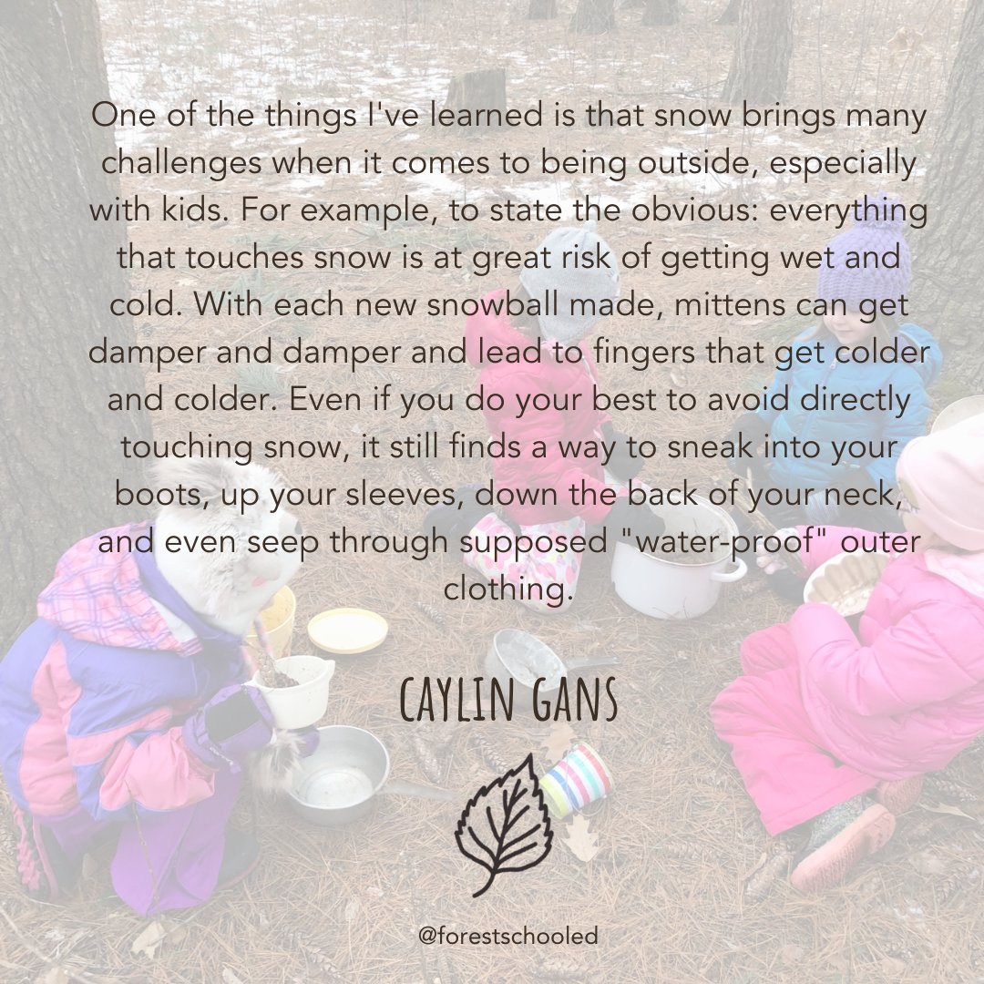 ForestSchooled's tweet photo. One of the things I've learned is that snow brings many challenges when it comes to being outside, especially with kids. For example, to state the obvious: everything that touches snow is at great risk of getting wet and cold. https://t.co/b88Ac3qRYc