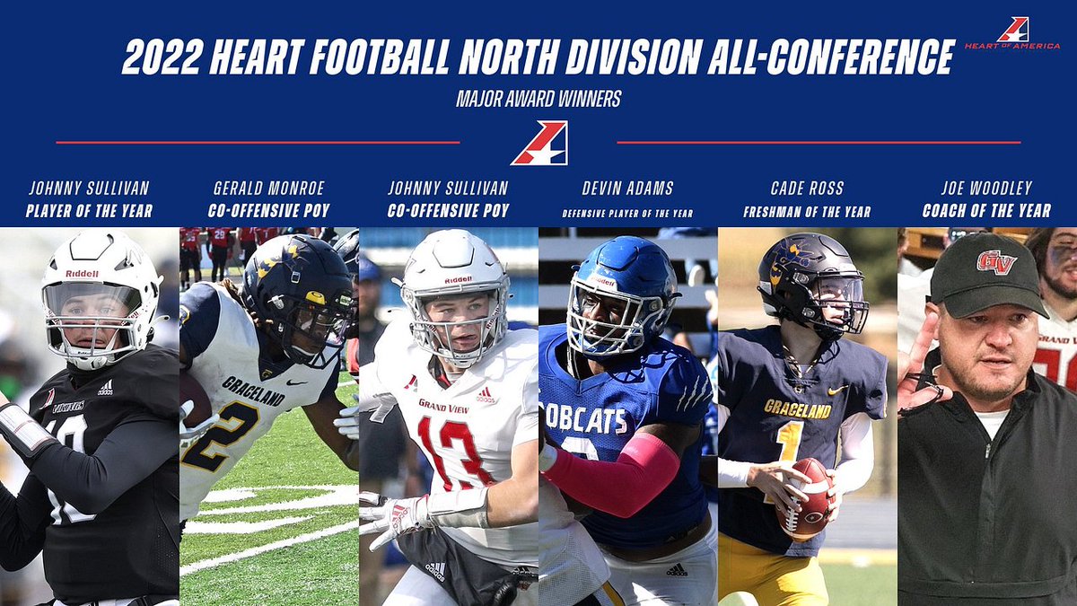 TheHeartConf's tweet photo. 🏈, Congratulations to the 2022 Heart North Football All-Conference and Major Award Selections!

Here is a look at the Major Award Winners and First Team All-Conference!

https://t.co/N6ntz5hGiG https://t.co/9fljO5csio