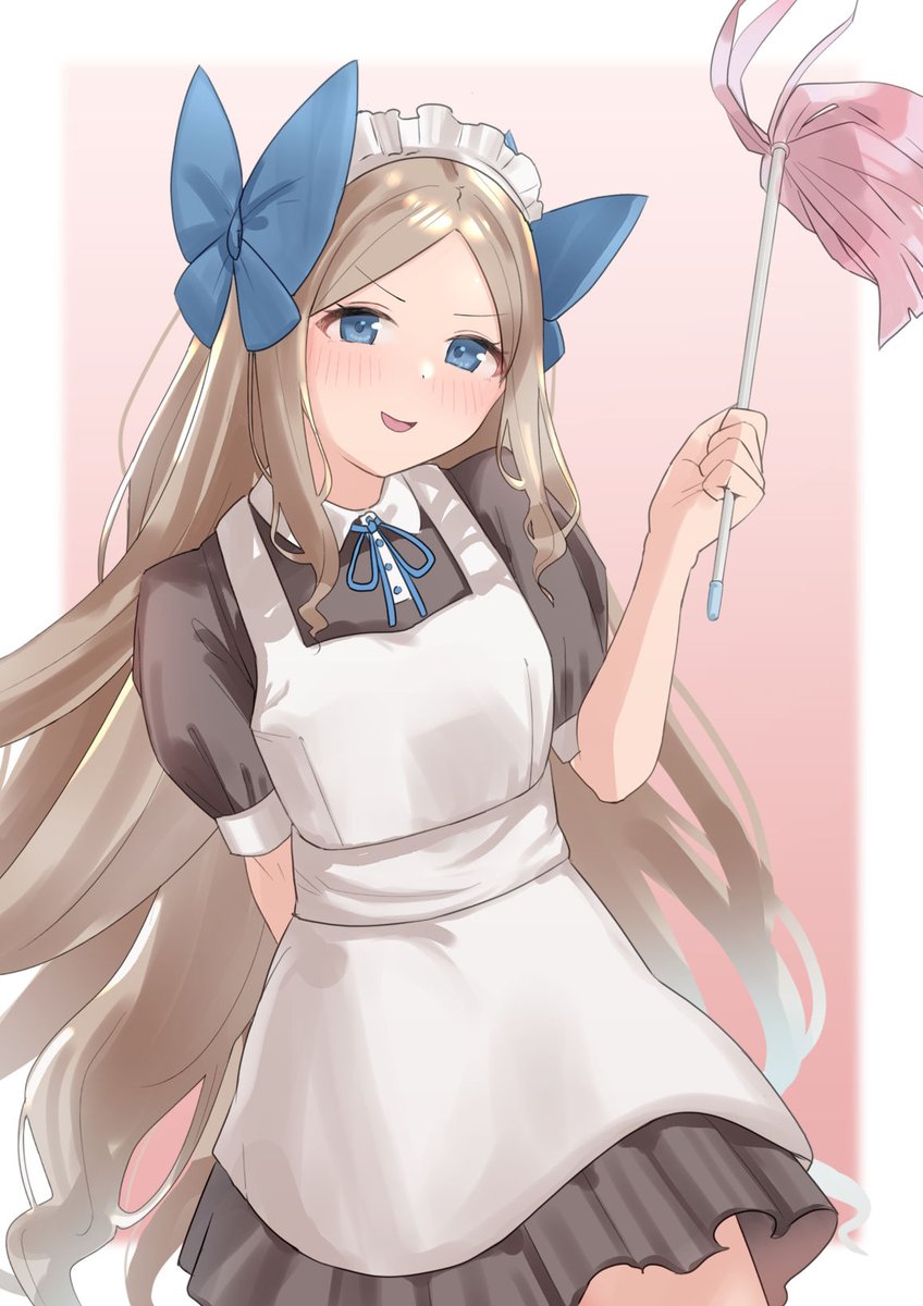 asakaze (kancolle) 1girl solo apron long hair alternate costume blue eyes maid  illustration images