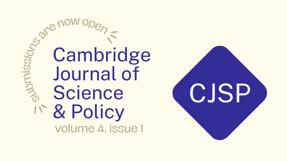 🔔📕📗The Cambridge Journal of Science & Policy is inviting submissions! 📗📕🔔 Visit our website, cjsp.org.uk, for more detail on what we are looking for. Submissions are welcomed from authors all over the world, from all career stages. 🧵