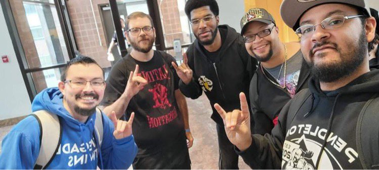 7 more days until the band is back together again at @WrestleCade. Always fun times hanging with these fellas. @BrandonLattimor @Metal_Ian_ @Brandon_Spec @DPagan99 #PendletonWrestlingClub 🤘🏾