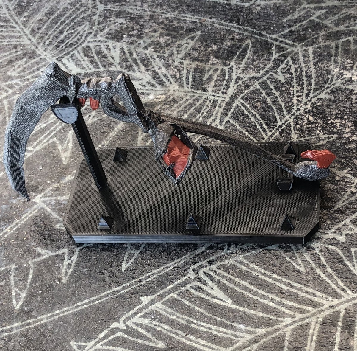 AlecMueller6's tweet photo. OSRS Twisted Bow, and Scythe of Vitur + stand with a silver &amp; black metallic finish. Tumeken’s Shadow and stand coming soon :) What would you like to see IRL from OSRS? 
#OSRS #oldschoolRS #runescape #oldschoolrunescape https://t.co/gZ0BMA044s