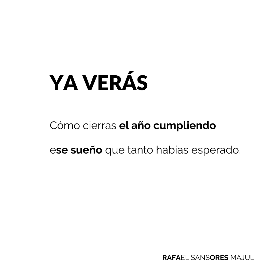 Han sido tiempos difíciles,
de incertidumbre,
de cambios,

de lucha, 
de esfuerzo.

Sigamos cultivando el optimismo y demos lo mejor de nosotros para cerrar de la mejor manera el 2022 y establecer los cimientos de un gran 2023.