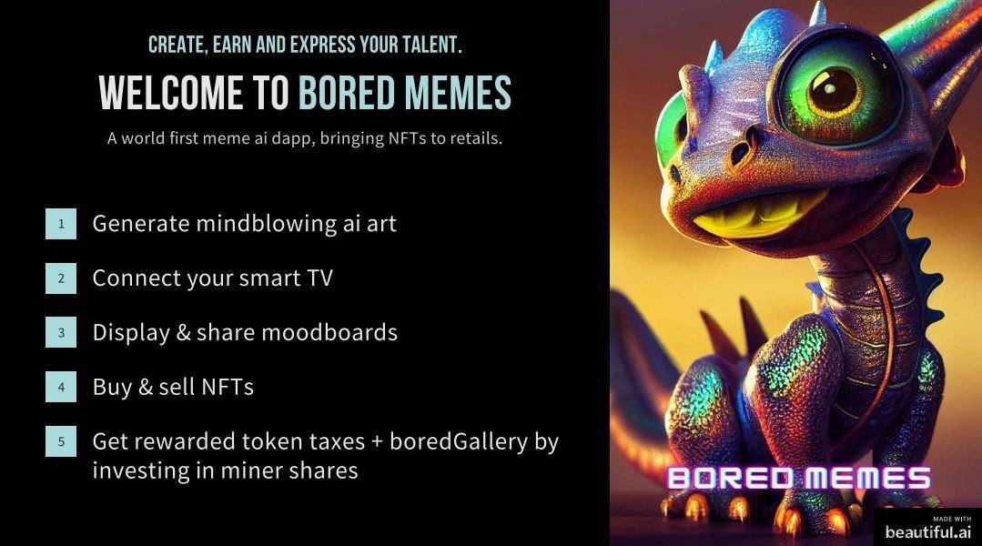 Garouzez's tweet photo. @rush_hour51 I think I couldn't let $BOREDM die! 
The potential and the creation of NFTS with artificial intelligence cannot be left aside yet 
@BoredMemesAi https://t.co/pi9dbp5Ndj