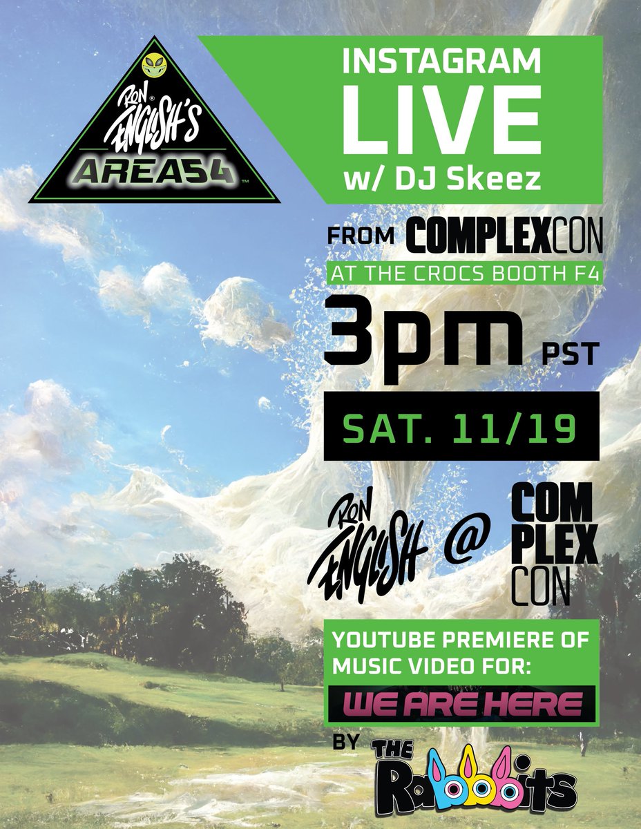 Area54 sitings 👀👽 

🛸 Designer Con today with <a href="/veve_official/">VeVe | Digital Collectibles</a> and <a href="/DavidYuNZ/">David Yu ⭕️</a> 

🛸 <a href="/ComplexCon/">ComplexCon</a> Sat 19th/Sun 20th with <a href="/Crocs/">Crocs</a> <a href="/footlocker/">Foot Locker</a> <a href="/KidsFootLocker/">Kids Foot Locker</a> 

👽 Signings , 16 1of1 toys raffled, prints &amp; more 

<a href="/Area54Club/">Area 54</a> #WhatHappensInNevada