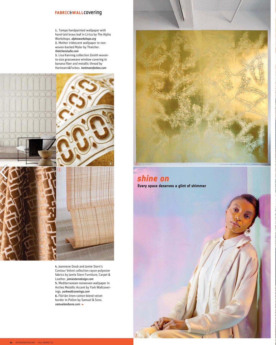 JamieStern_'s tweet photo. New leather furniture, fabrics and rug collections from Jamie Stern are featured in @InteriorDesign’s Fall Market Tabloid 2022!

Page 66 - Repertoire Velvet from the Contour Collection

#jamiesterndesign #interiordesignmag #interiordesign #velvet https://t.co/huXEtzXbmy