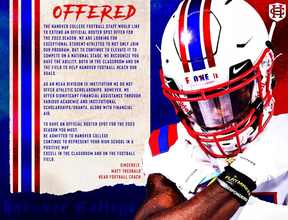 A BIG thank you to Hanover College for the offer!  
  <a href="/HanoverFTBL/">Hanover Football</a> <a href="/OakHillsFB/">Oak Hills Football</a>
