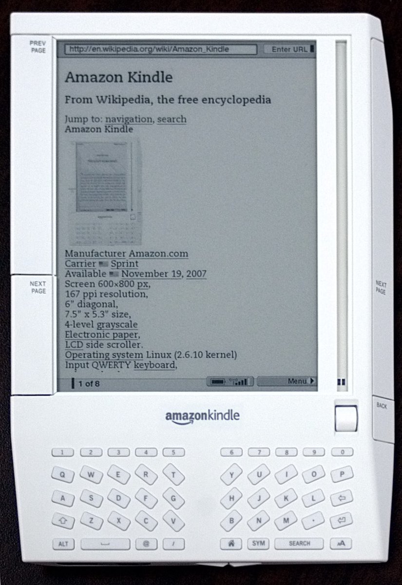DayTechHistory's tweet photo. 15 years ago today, Amazon introduced the 1st generation Kindle. https://t.co/pswJ8OpHUX