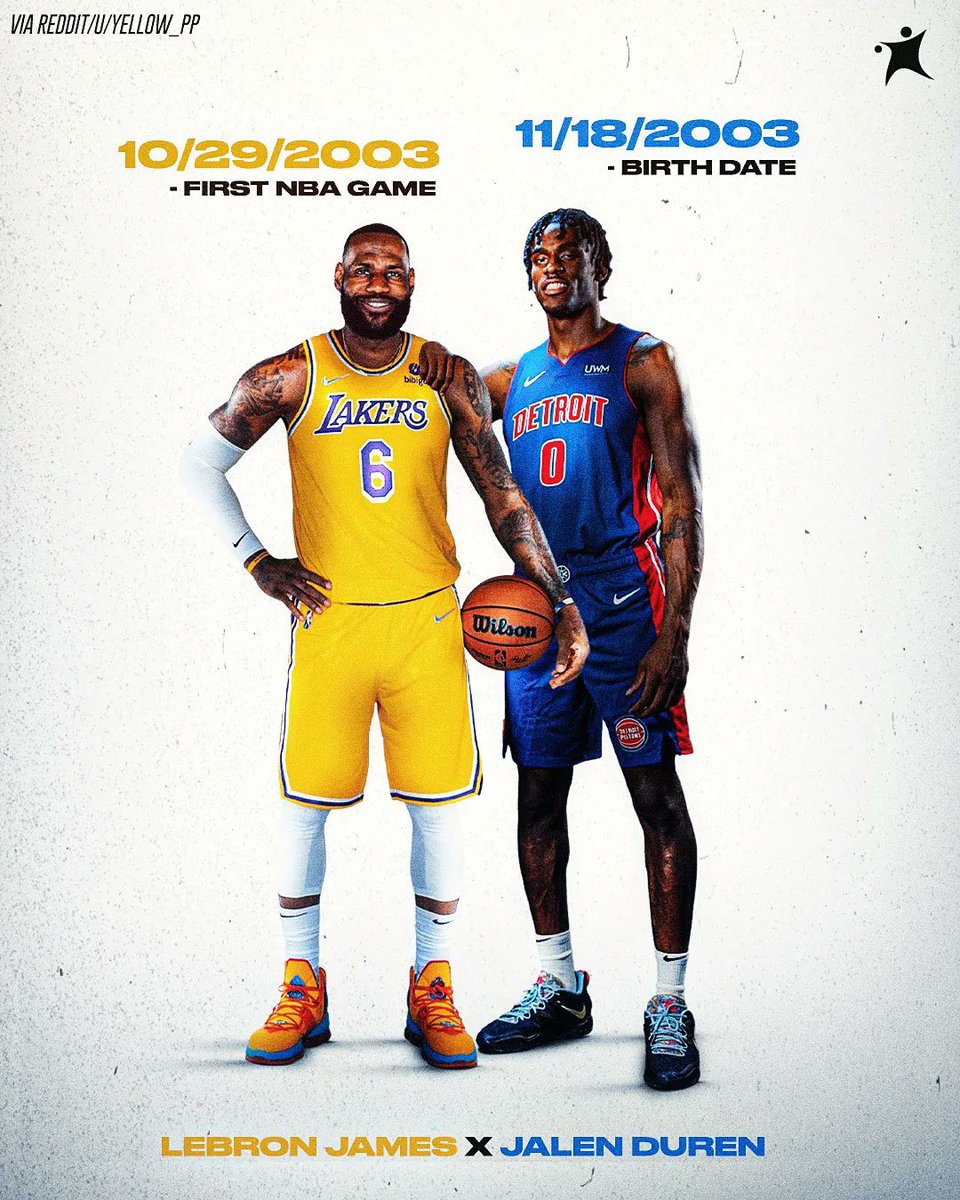 LeBron has been in the NBA longer than Jalen Duren has been alive…🤯

The Lakers and Pistons face off tonight.