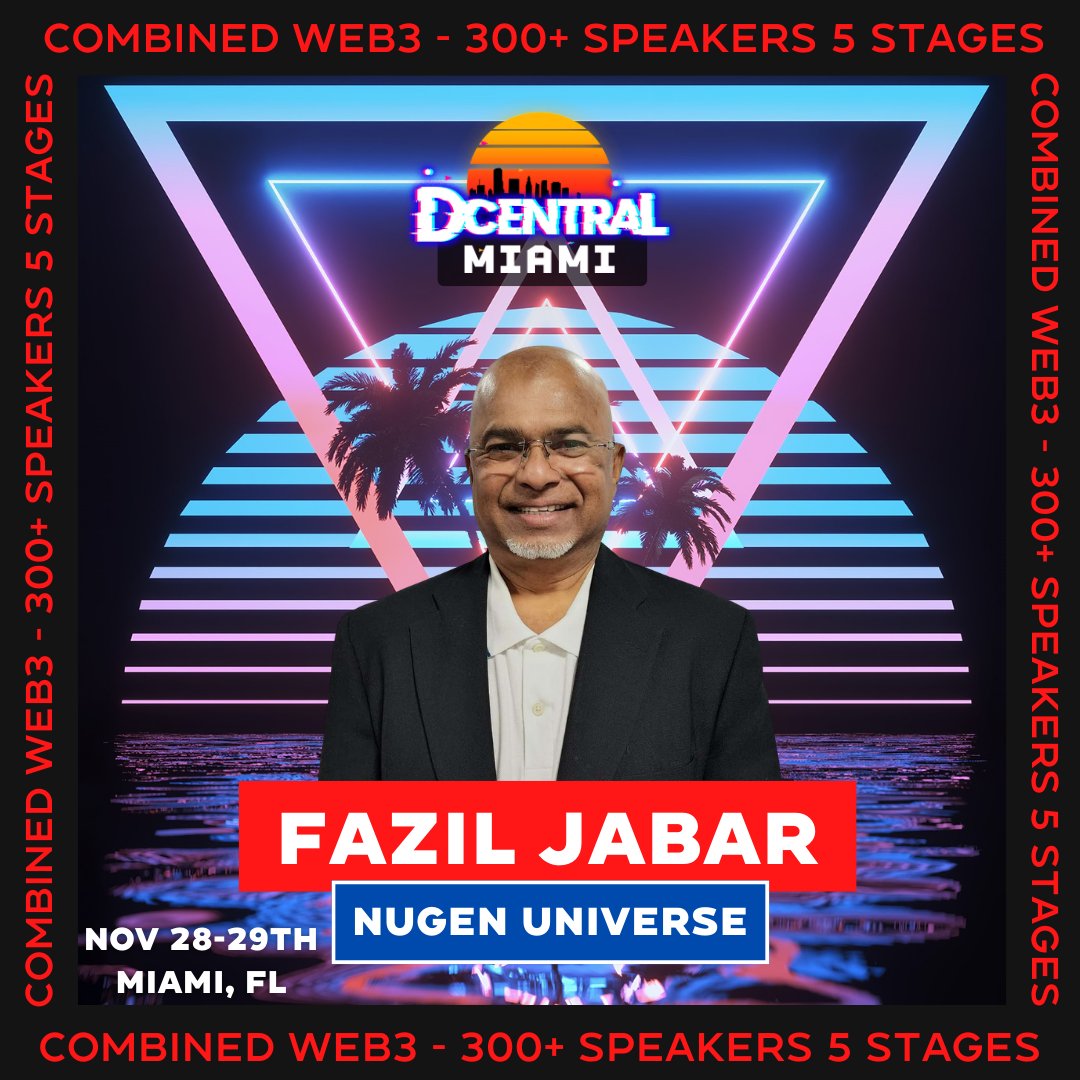 Nugen is a Bronze Sponsor of @DcentralCon 🥉
 
The largest DeFi and NFT conference counts on NUGEN's CEO, Mr. Fazil to be part of the Speakers list
 
See you in Miami this Nov 28-29! 🌴🗓