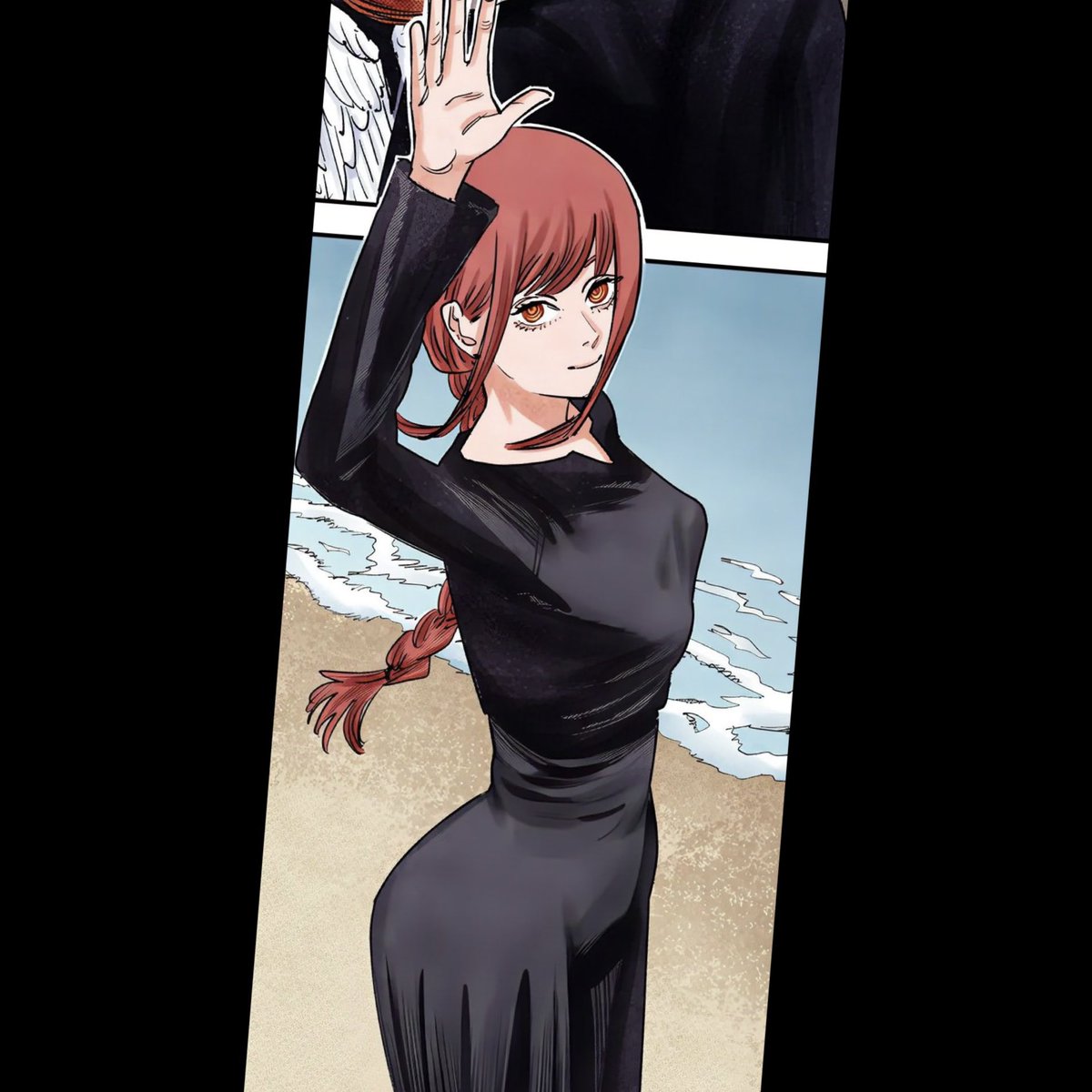 makima (chainsaw man) 1girl black dress dress braid looking at viewer braided ponytail ringed eyes  illustration images