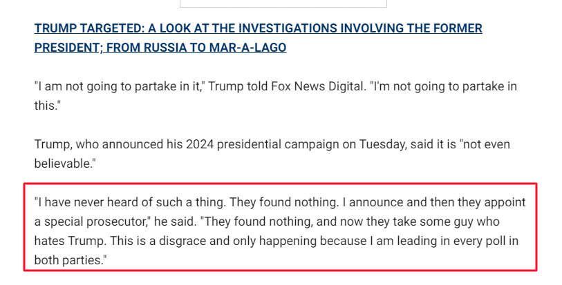 jasonloper's tweet photo. Oh, and being a candidate helps him play the victim. Just the look at this quote from this Fox News article about the recently announced Special Prosecutor https://t.co/KNmBHUlym3. And judging by the comments on this article, playing the victim works very well for Trump. https://t.co/PYr3atbBCn